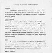 Syllabus for Foundations of Osteopathic Theory and Practice