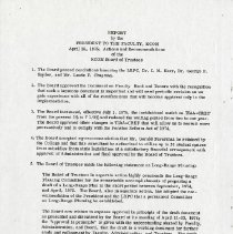 Report by the President to the Faculty: Actions and Recommendations of the
