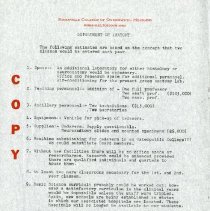 List of Things Needed by the Department of Anatomy