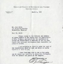 March 1960 Letter to Jack Wolfe from Morris Thompson
