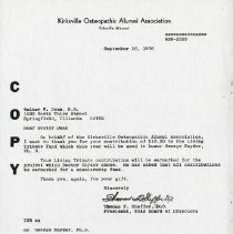 September 1976 Letter to Walker W. Dean from Thomas F. Sheffer