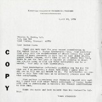 April 1978 Letter to Stephen H. Coats from Thomas W. Smith