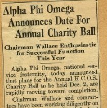 Alpha Phi Omega Announces Date for Annual Charity Ball