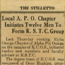 Local A.P.O. Chapter Initiates Twelve Men to Form K.S.T.C. Group