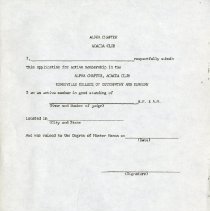 Application for Membership to the Acacia Club