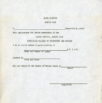 Application for Membership to the Acacia Club