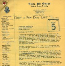 October 1939 Letter to All Alpha Phi Omega Chapters in Missouri from Sidney