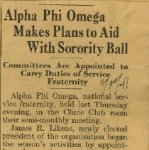 Alpha Phi Omega Makes Plans to Aid with Sorority Ball