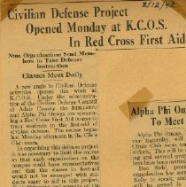 Civilian Defense Project Opened Monday at K.C.O.S. in Red Cross First Aid
