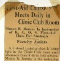 First Aid Course Meets Daily in Clinic Club Room and Alpha Phi Omega Conser