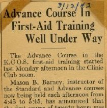 Advanced Course in First-Aid Training Well Under Way