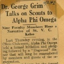 Dr. George Grim Talks on Scouts to Alpha Phi Omega
