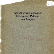American College of Osteopathic Medicine and Surgery Catalog