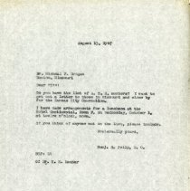 August 1947 Letter to Micheal P. Brogan from Benjamin S. Jolly