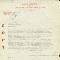 Carbon copy paper with a letterhead for the Missouri Association of Osteopa