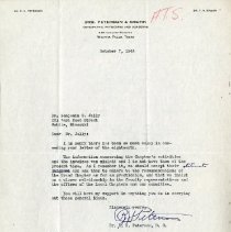 October 1943 Letter to Benjamin S. Jolly from R.H. Peterson