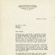 August 1944 Letter to Benjamin S. Jolly from Lawrence P. O'Toole