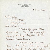 October 1944 Letter to Benjamin S. Jolly from Edmund A. Bowman
