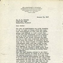 January 1945 Letter to M.M. Gentile from Lawrence P. O'Toole