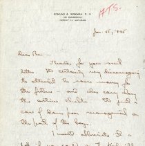 January 1945 Letter to Benjamin S. Jolly from Edmund A. Bowman