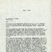 July 1947 Letter to Charles F. Rauch from Benjamin S. Jolly