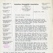 August 1941 Letter to Theta Psi Alpha Chapter Alumni from Hazzard A. Sweet