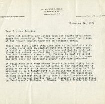 November 1936 Letter to John Stedman Denslow from Alfred B. Hess