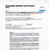 Osteopathy May Decrease Obstructive Apnea in Infants: A Pilot Study