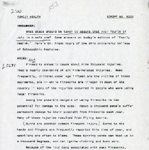 Family Health Radio Show Script Number 9220