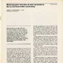 Mammographic Detection of Early Carcinoma in the Second Breast after Mastec