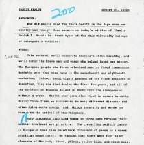 Family Health Radio Show Script Number 12225