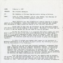 Letter to the College Representatives for the Research Conference from Albe