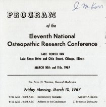 Program of the Eleventh National Osteopathic Research Conference