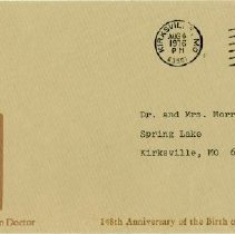 Commemorative Envelope and Note from H. Charles Moore to Dr and Mrs Morris