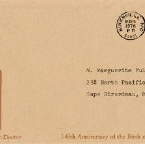 Commemorative Envelope and Note from H. Charles Moore to M. Marguerite Full