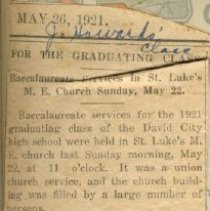 For the Graduating Class Baccalaureate Services in St. Luke's M. E. Church