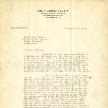 Letter to Louisa Burns from George T. Leeds