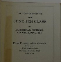 Doctorate Service For June 1924 Class of American School of Osteopathy