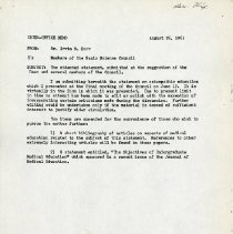 Inter-Office Memo to Members of the Basic Science Council from Irvin M. Kor