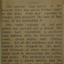 Article Concerning the Annual Rose Dance of the Acacia Club