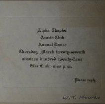 Invitation to the Alpha Chapter Acacia Club Annual Dance