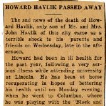 Howard Havlik Passed Away