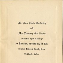 Wedding Announcement of Ross Edwin Wunderlich and Elvannah Mae Brown