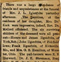 Obituary of Elizabeth Harry Ilgenfritz