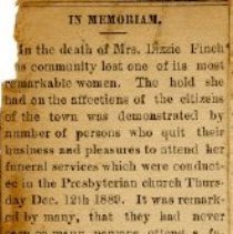 In Memoriam - Obituary of Lizzie Finch