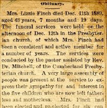 Obituary of Lizzie Finch