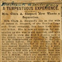 A Tempestuous Experience. Mrs. Clara A. Shepard Now Wants a Separation