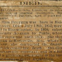 Died - Obituary of Henrietta B. Beltzer