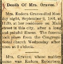 Death of Mrs. Graves