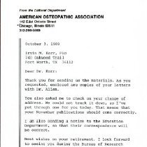 Publication Correspondence with Irvin Korr